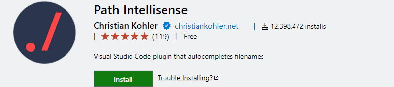 path-intellisense screenshot