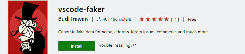 vscode-faker screenshot